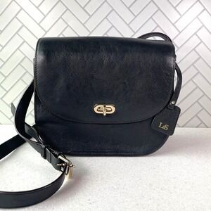 Lo & Sons The Claremont Black Leather Camera Bag Crossbody Purse Gold Hardware